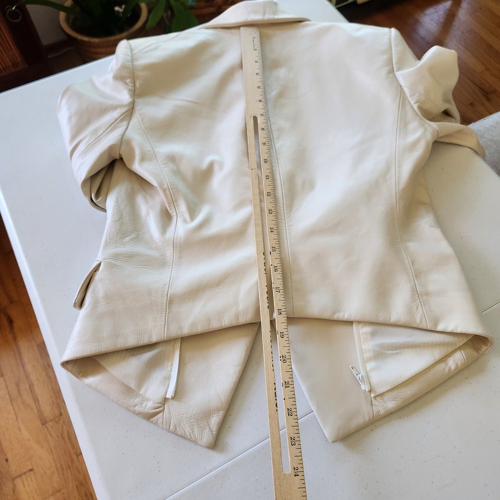 Veronica Beard Genuine Leather Dickie Jacket 4 Bone Chic Neutral Quiet Luxury - Picture 13 of 16
